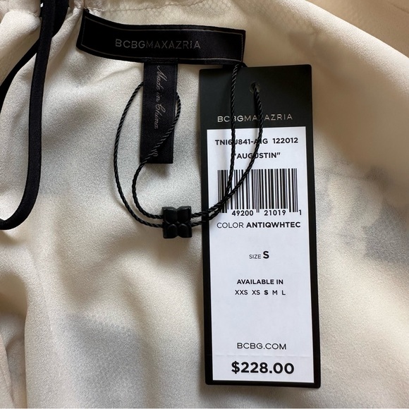 BCBG MAXAZRIA Augustin Antique White Black Striped Lace Trapeze Dress-Size Small - Picture 2 of 10